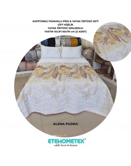 ETEHOMETEX Battal Boy Pamuklu Kapitoneli Yatak Örtüsü Seti ALENA PUDRA 8696474232097